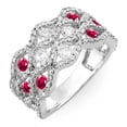 thumbnail image 1 of Dazzlingrock Collection 18K Round White Diamond & Ruby Ladies Cocktail Right Hand Ring, White Gold, Size 6.5, 1 of 1