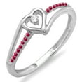 thumbnail image 1 of Dazzlingrock Collection 18K Ruby And White Diamond Ladies Bridal Promise Heart Split Shank Engagement Ring, White Gold, Size 9, 1 of 1