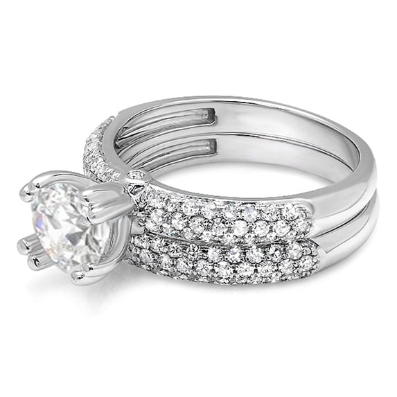 Dazzlingrock Collection 2.00 Carat (Ctw) 14K Round Cut Diamond Ladies Bridal Engagement Ring With Matching Band Set 2 CT, White Gold, Size 6