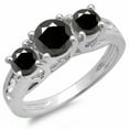 thumbnail image 1 of Dazzlingrock Collection 2.00 Carat (ctw) 14K Black & White Diamond 3 Stone Engagement Bridal Ring 2 CT, White Gold, Size 8.5, 1 of 1