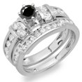 thumbnail image 1 of Dazzlingrock Collection 2.00 Carat (ctw) 14K Black & White Diamond Engagement Ring Wedding Band Set 2 CT, White Gold, Size 7, 1 of 1