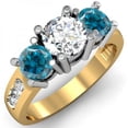 thumbnail image 1 of Dazzlingrock Collection 2.00 Carat (ctw) 14K Blue & White Diamond 3 Stone Engagement Bridal Ring 2 CT, Yellow Gold, Size 7.5, 1 of 1