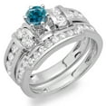 thumbnail image 1 of Dazzlingrock Collection 2.00 Carat (ctw) 14K Blue & White Diamond Engagement Ring Wedding Band Set 2 CT, White Gold, Size 8.5, 1 of 1