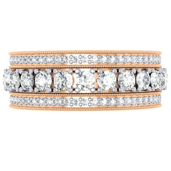 Dazzlingrock Collection 2.00 Carat (ctw) 14K Round White Diamond Ladies Eternity Wedding Band 2 CT, Rose Gold, Size 7