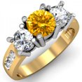 thumbnail image 1 of Dazzlingrock Collection 2.00 Carat (ctw) 14K Yellow & White Diamond 3 Stone Engagement Ring 2 CT, Yellow Gold, Size 9, 1 of 1