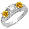thumbnail image 1 of Dazzlingrock Collection 2.00 Carat (ctw) 14K Yellow & White Diamond Ladies 3 Stone Engagement Ring 2 CT, White Gold, Size 7.5, 1 of 1