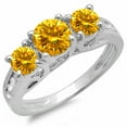 thumbnail image 1 of Dazzlingrock Collection 2.00 Carat (ctw) 14K Yellow & White Diamond Ladies 3 Stone Engagement Ring 2 CT, White Gold, Size 7, 1 of 1
