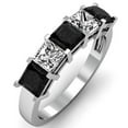 thumbnail image 1 of Dazzlingrock Collection 2.00 Carat (ctw) 14k Princess Cut Black and White Diamond Ladies 5 Stone Bridal Wedding Band Anniversary Ring 2 CT, White Gold, Size 5, 1 of 1
