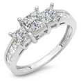 thumbnail image 1 of Dazzlingrock Collection 2.00 Carat (ctw) 14k Princess & Round Diamond Bridal 3 Stone Engagement Ring 2 CT, White Gold, Size 7.5, 1 of 4
