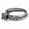 thumbnail image 1 of Dazzlingrock Collection 2.00 Carat (ctw) Black Rhodium Plated 10K Black & White Diamond Bridal Set, White Gold, Size 7.5, 1 of 2