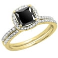 thumbnail image 1 of Dazzlingrock Collection 2.00 Carat (ctw) Princess Black & Round White Diamond Bridal Halo Engagement Ring Set for Women in 10K Yellow Gold, Size 7, 1 of 4