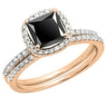 thumbnail image 1 of Dazzlingrock Collection 2.00 Carat (ctw) Princess Black & Round White Diamond Bridal Halo Engagement Ring Set for Women in 14K Rose Gold, Size 7.5, 1 of 1