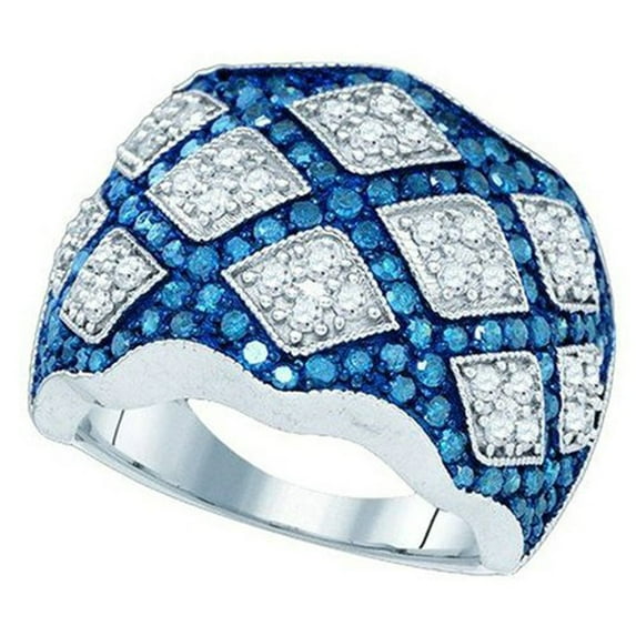 Dazzlingrock Collection 2.02 Carat (ctw) 10K White & Blue Diamond Ladies Right Hand Fashion Band 2 CT, White Gold, Size 4.5