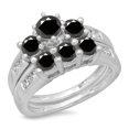 thumbnail image 1 of Dazzlingrock Collection 2.25 Carat (ctw) 14K Black & White Diamond 3 Stone Engagement Ring Set 2 1/4 CT, White Gold, Size 10, 1 of 1
