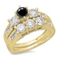 thumbnail image 1 of Dazzlingrock Collection 2.25 Carat (ctw) 14K Black & White Diamond 3 Stone Engagement Ring Set 2 1/4 CT, Yellow Gold, Size 8, 1 of 1