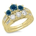 thumbnail image 1 of Dazzlingrock Collection 2.25 Carat (ctw) 14K Blue & White Diamond 3 Stone Engagement Ring Set 2 1/4 CT, Yellow Gold, Size 5.5, 1 of 1