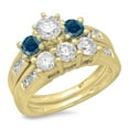 thumbnail image 1 of Dazzlingrock Collection 2.25 Carat (ctw) 14K Blue & White Diamond 3 Stone Engagement Ring Set 2 1/4 CT, Yellow Gold, Size 9, 1 of 1