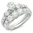 thumbnail image 1 of Dazzlingrock Collection 2.30 Carat (ctw) 14K Round Diamond Ladies 3 Stone Bridal Engagement Ring Band Set, White Gold, Size 4.5, 1 of 1