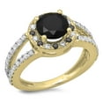 thumbnail image 1 of Dazzlingrock Collection 2.33 Carat (ctw) 14K Round Black & White Diamond Split Shank Halo Engagement Ring, Yellow Gold, Size 8.5, 1 of 1