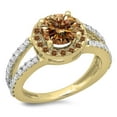 thumbnail image 1 of Dazzlingrock Collection 2.33 Carat (ctw) 14K Round Champagne & White Diamond Bridal Halo Engagement Ring, Yellow Gold, Size 8, 1 of 1