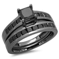 thumbnail image 1 of Dazzlingrock Collection 2.35 Carat (ctw) Black Rhodium Plated Sterling Silver Black Diamond Engagement Ring Set, Size 7.5, 1 of 4
