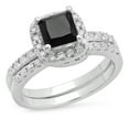 thumbnail image 1 of Dazzlingrock Collection 2.40 Carat (ctw) 14K Princess & Round Black & White Diamond Ring Set, White Gold, Size 7, 1 of 1
