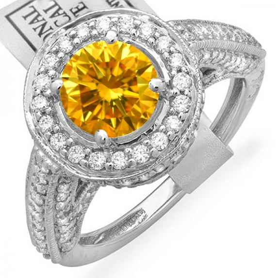Dazzlingrock Collection 2.56 Carat (ctw) 14K Yellow & White Diamond Vintage Halo Engagement Bridal Ring, White Gold, Size 9