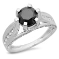 thumbnail image 1 of Dazzlingrock Collection 2.80 Carat (ctw) 14K Black & White Diamond Solitaire With Accents Engagement Ring, White Gold, Size 9.5, 1 of 1