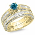 thumbnail image 1 of Dazzlingrock Collection 3.00 Carat (ctw) 14K Blue & White Diamond Ladies Bridal Engagement Ring Set 3 CT, Yellow Gold, Size 5.5, 1 of 1