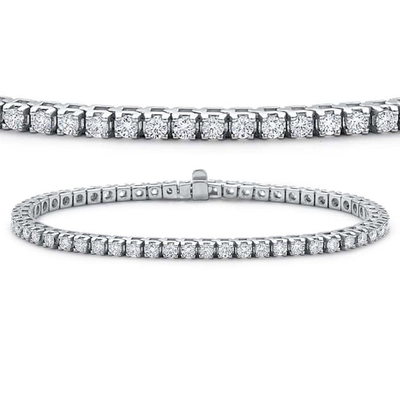 Dazzlingrock Collection 3.00 Carat (ctw) 14K Round Cut Real Diamond Ladies Tennis Bracelet 3 CT, White Gold