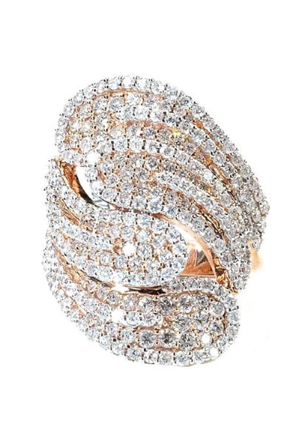 Collection 3.00 Carat (ctw) 14k Round Diamond Ladies Cocktail Ring, Rose Gold, Size 7