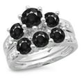 thumbnail image 1 of Dazzlingrock Collection 3.10 Carat (ctw) 14K Black & White Diamond 3 Stone Engagement Ring Set 3 1/10 CT, White Gold, Size 6, 1 of 1