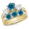 thumbnail image 1 of Dazzlingrock Collection 3.10 Carat (ctw) 14K Blue & White Diamond 3 Stone Engagement Ring Set 3 1/10 CT, Yellow Gold, Size 10, 1 of 1