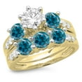thumbnail image 1 of Dazzlingrock Collection 3.10 Carat (ctw) 14K Blue & White Diamond 3 Stone Engagement Ring Set 3 1/10 CT, Yellow Gold, Size 9, 1 of 1