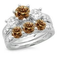 thumbnail image 1 of Dazzlingrock Collection 3.10 Carat (ctw) 14K Champagne & White Diamond Bridal 3 Stone Ring Set 3 1/10 CT, White Gold, Size 8.5, 1 of 1