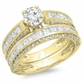 thumbnail image 1 of Dazzlingrock Collection 3.25 Carat (ctw) 14K Princess & Round Diamond Ladies Bridal Engagement Ring Set, Yellow Gold, Size 9, 1 of 1