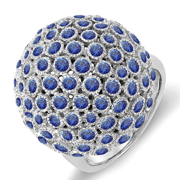Dazzlingrock Collection 3.25 Carat (ctw) 18k Round Blue Sapphire Ladies Cocktail Fireball Right Hand Ring, White Gold, Size 6