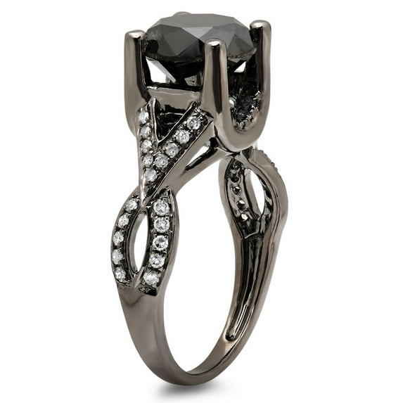 Dazzlingrock Collection 3.75 Carat (ctw) Black Rhodium Plated 10K Diamond Vintage Bridal Ring 3 3/4 CT, White Gold, Size 9