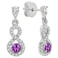 thumbnail image 1 of Dazzlingrock Collection 3mm Round Amethyst & White Diamond Infinity Swirl Pushback Dangling Drop Earrings for Women (0.18 ctw, Color I-J, Clarity I2-I3) in 10K White Gold, 1 of 3