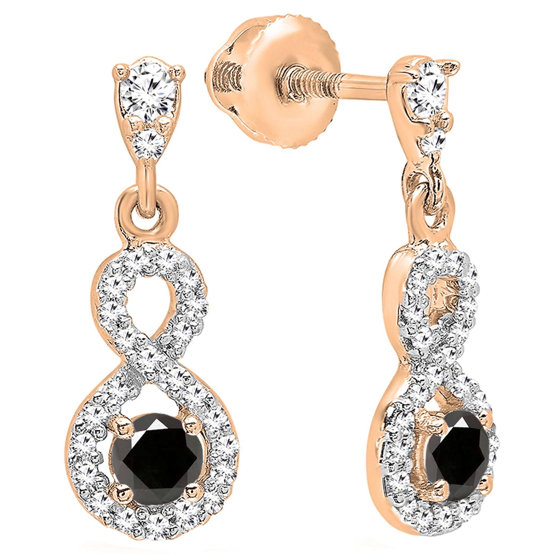 Dazzlingrock Collection 3mm Round Black & White Diamond Infinity Swirl ...