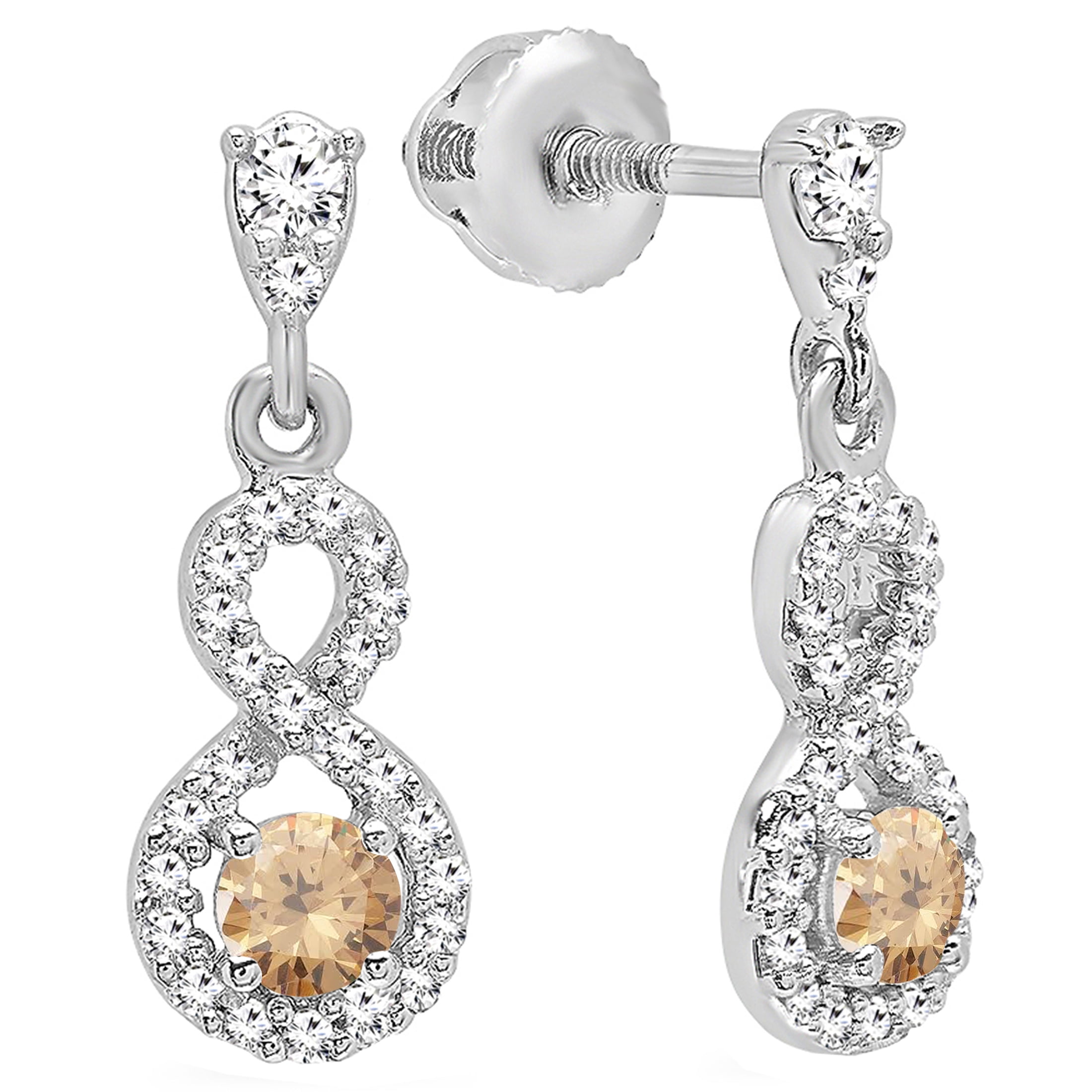 S Collection 3/4 CT. T.W. Graduated Curved Climber Diamond Earrings in 14K White Gold