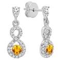 thumbnail image 1 of Dazzlingrock Collection 3mm Round Citrine & White Diamond Infinity Swirl Pushback Dangling Drop Earrings for Women (0.18 ctw, Color I-J, Clarity I1-I2) in 18K White Gold, 1 of 3