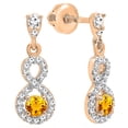 thumbnail image 1 of Dazzlingrock Collection 3mm Round Citrine & White Diamond Infinity Swirl Screwback Dangling Drop Earrings for Women (0.18 ctw, Color I-J, Clarity I1-I2) in 18K Rose Gold, 1 of 3
