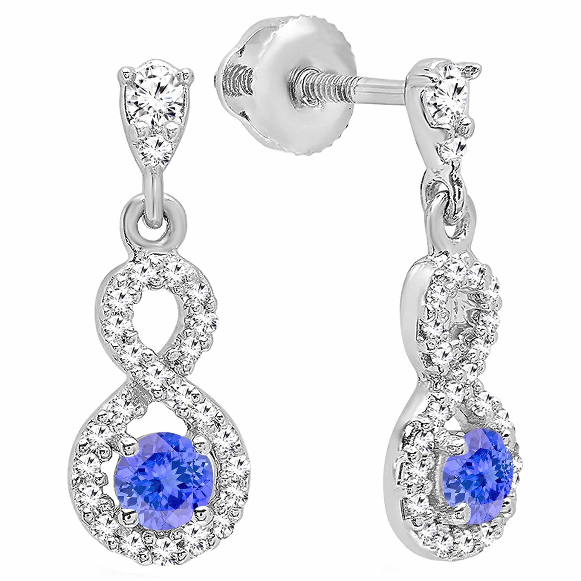 DazzlingRock Collection 0.20 carati (Ctw) in Argento Sterling Rotondo Bianco Diamante da Uomo e da Donna con pavè di Anello di Fidanzamento 1/5 ct e Argento, 7, cod. K1315