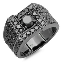 Dazzlingrock Collection 4.50 Carat (ctw) 10K Round Cut Black Diamond Mens Ring, White Gold, Size 10