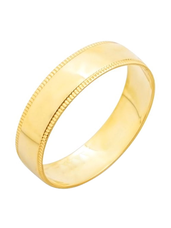 Collection 4MM Plain Domed Milgrain Traditional Fit Unisex Wedding Band | 10K Yellow Gold, Size 6