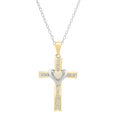 thumbnail image 1 of Dazzlingrock Collection 4mm Heart Opal & Round White Diamond Heart Cross Pendant for Women with 18 Inch Silver Chain (0.05 ctw, Color I-J, Clarity I1-2) in 18K White & Yellow Gold, 1 of 6