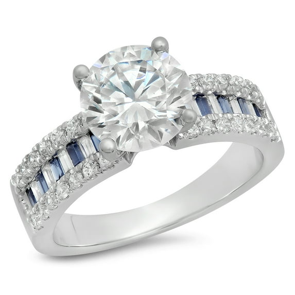 Dazzlingrock Collection 5.80 Carat (ctw) 14K Blue & White Cubic Zirconia CZ Engagement Ring, White Gold, Size 9