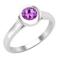 thumbnail image 1 of Dazzlingrock Collection 5mm Round Amethyst Solitaire Engagement Ring for Women (Color Purple, Clarity Moderately Included) in 925 Sterling Silver, Size 7.5, 1 of 5