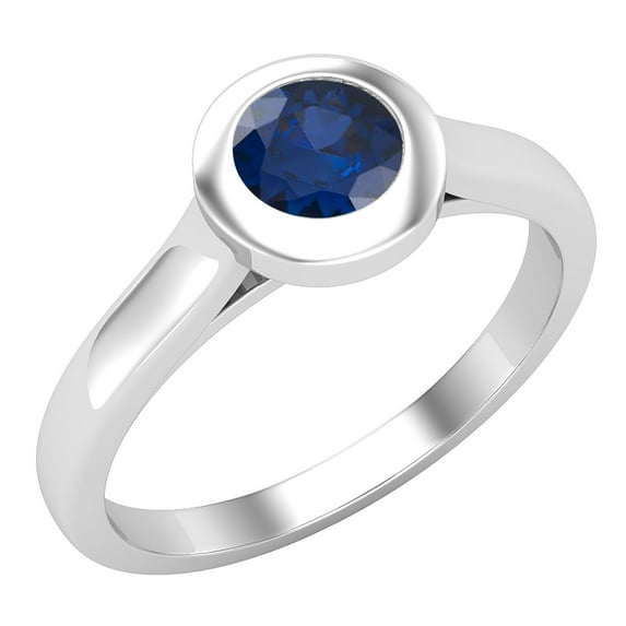 Dazzlingrock Collection 5mm Round Blue Sapphire Solitaire Engagement Ring for Women (Color Blue, Clarity Highly Included) in 18K White Gold, Size 4